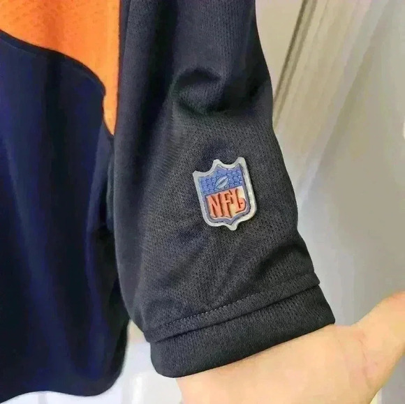 Reebok Chicago Bears Poly Polo Shirt Navy Blue & Orange Embroidered Size L - Picture 5 of 5